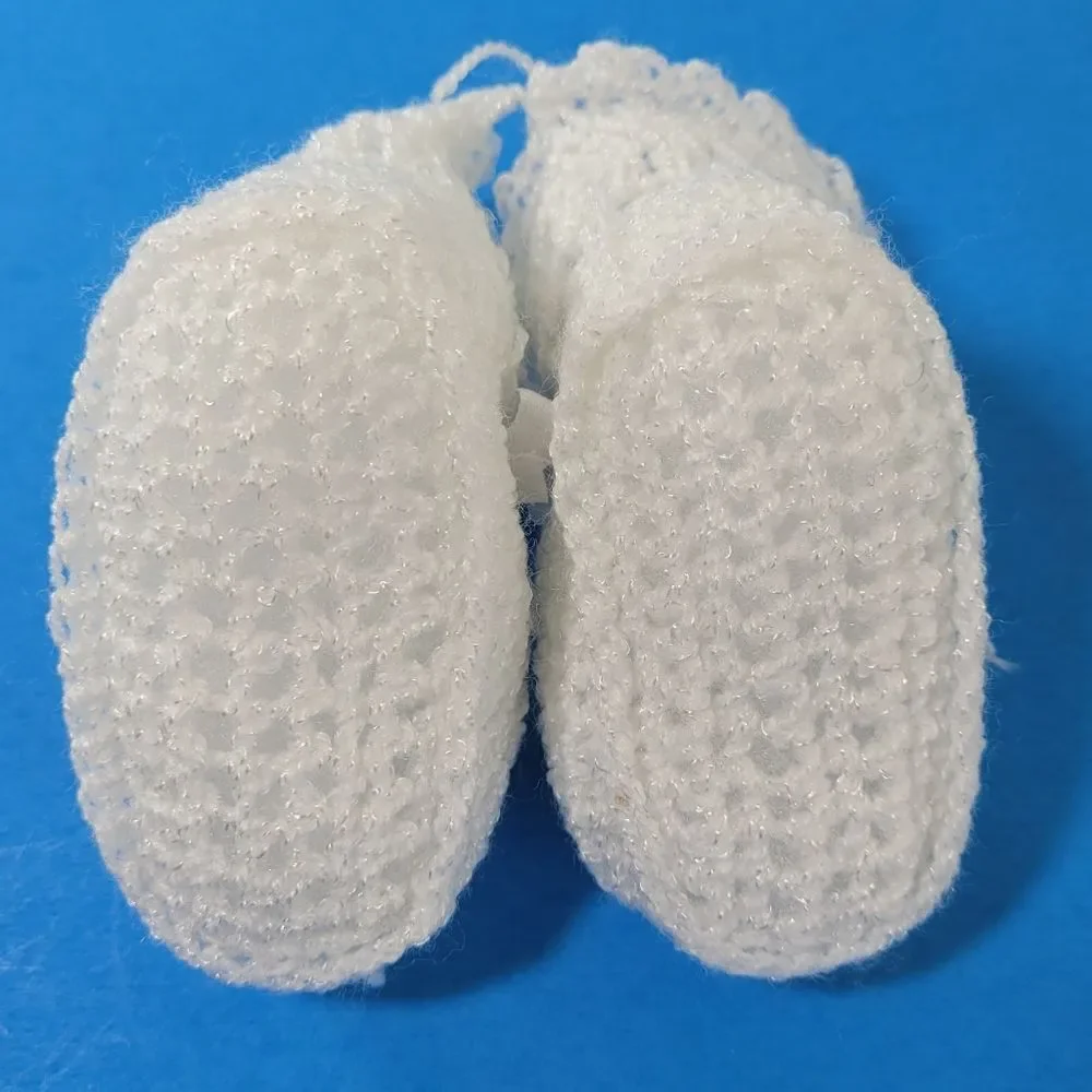 Handmade Crochet Baby Booties Shoes White Newborn Infant Soft Knit Shower Gift